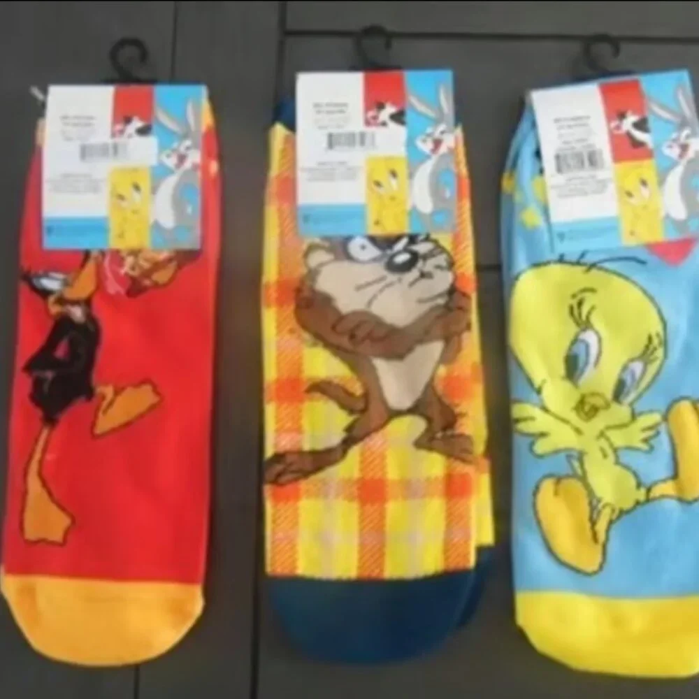Looney Tunes Tweety Ankle High Socks, 3 Pairs Size 9-11